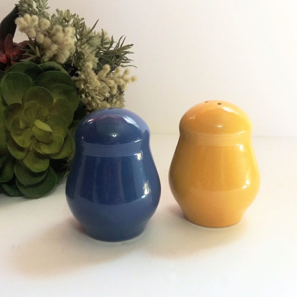 Porcelain Blue & Yellow Salt/Pepper Shakers